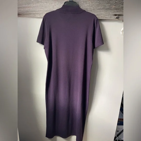 Purple Mock Neck Long Sleeve Sheath Dress for Cocktail Events - Picture 4 of 10